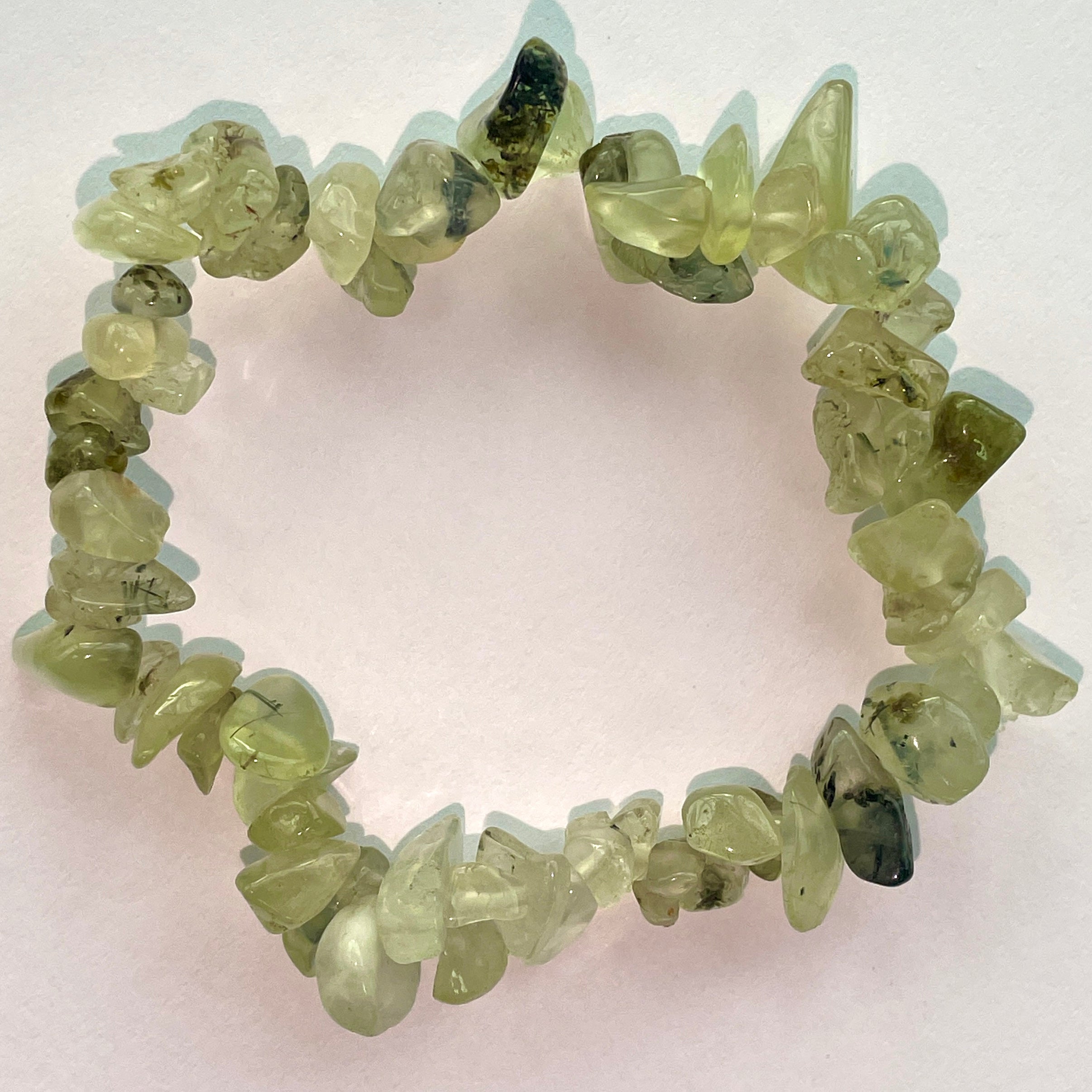 Epidote/Prehnite with Tourmaline Chip Bracelet Epidote/Prehnite with Tourmaline Chip Bracelet